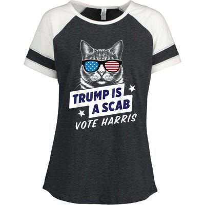 Trump Is A Scab Vote Harris 2024 Enza Ladies Jersey Colorblock Tee