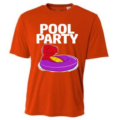 Tgiftrex In A Floater Pool Party Cool Gift Cooling Performance Crew T-Shirt