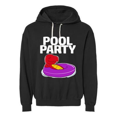 Tgiftrex In A Floater Pool Party Cool Gift Garment-Dyed Fleece Hoodie