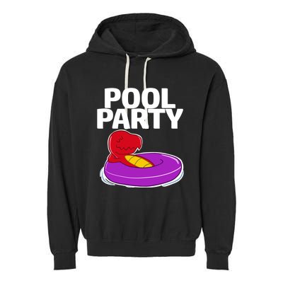 Tgiftrex In A Floater Pool Party Cool Gift Garment-Dyed Fleece Hoodie