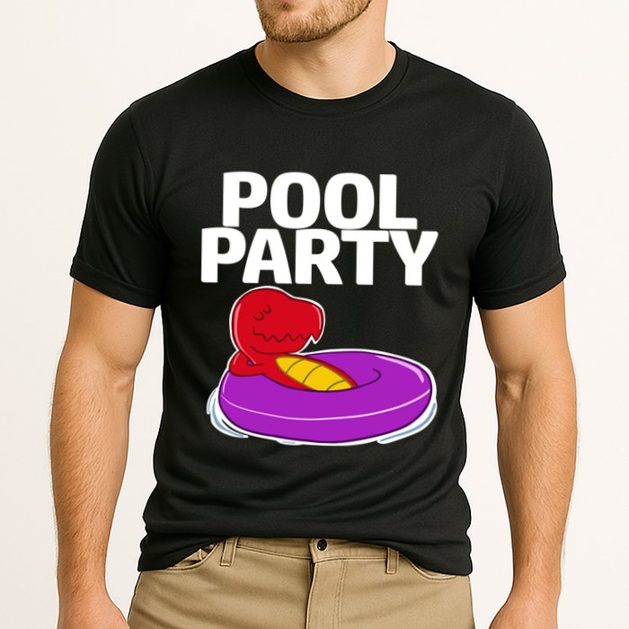 Tgiftrex In A Floater Pool Party Cool Gift Cooling Performance Crew T-Shirt