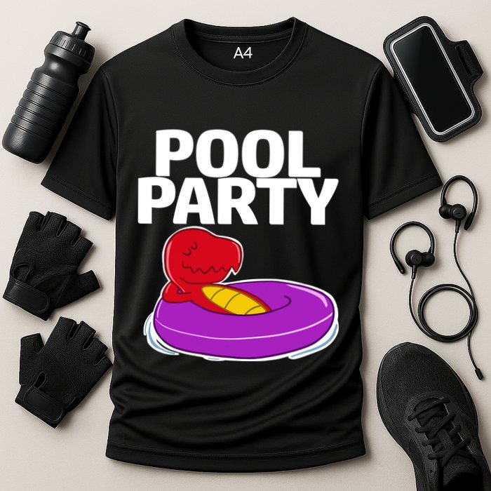 Tgiftrex In A Floater Pool Party Cool Gift Cooling Performance Crew T-Shirt