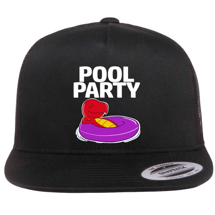 Tgiftrex In A Floater Pool Party Cool Gift Flat Bill Trucker Hat