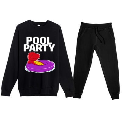 Tgiftrex In A Floater Pool Party Cool Gift Premium Crewneck Sweatsuit Set