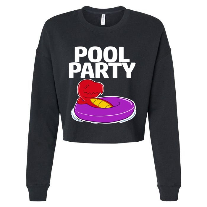 Tgiftrex In A Floater Pool Party Cool Gift Cropped Pullover Crew