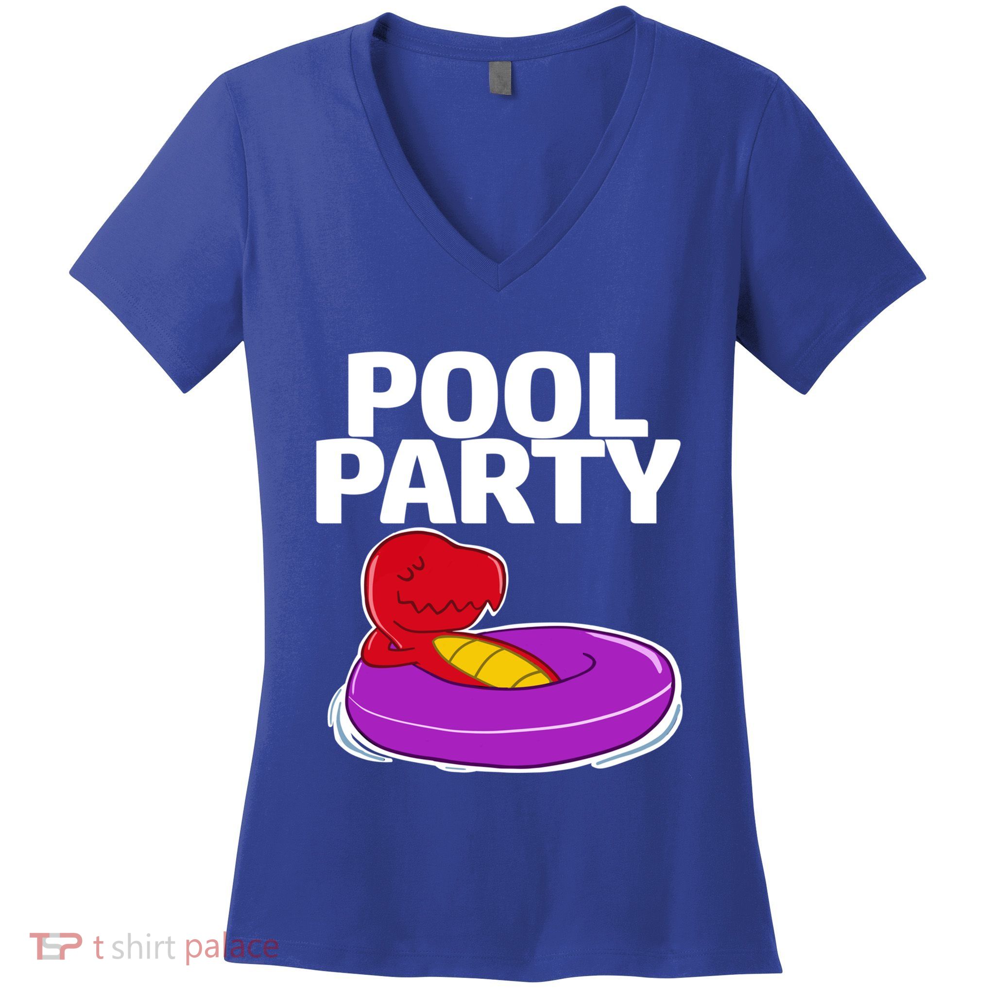 Tgiftrex In A Floater Pool Party Cool Gift Women's V-Neck T-Shirt