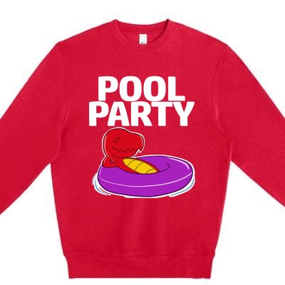 Tgiftrex In A Floater Pool Party Cool Gift Premium Crewneck Sweatshirt