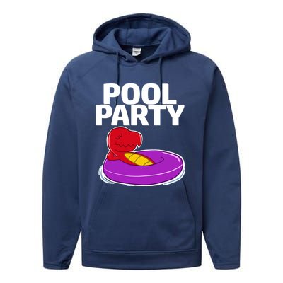 Tgiftrex In A Floater Pool Party Cool Gift Performance Fleece Hoodie