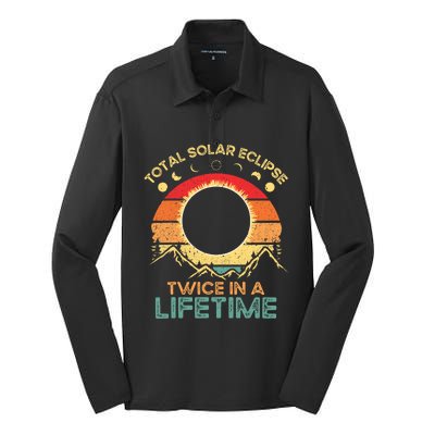 Twice In A Lifetime Solar Eclipse 2024 Total Eclipse Silk Touch Performance Long Sleeve Polo