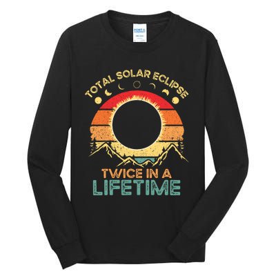 Twice In A Lifetime Solar Eclipse 2024 Total Eclipse Tall Long Sleeve T-Shirt