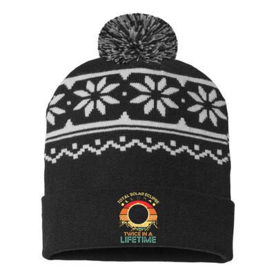 Twice In A Lifetime Solar Eclipse 2024 Total Eclipse USA-Made Snowflake Beanie