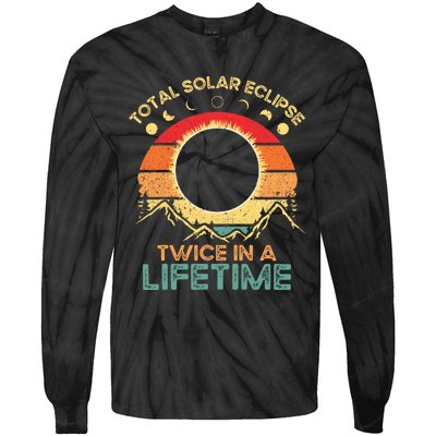 Twice In A Lifetime Solar Eclipse 2024 Total Eclipse Tie-Dye Long Sleeve Shirt