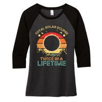 Twice In A Lifetime Solar Eclipse 2024 Total Eclipse Women's Tri-Blend 3/4-Sleeve Raglan Shirt