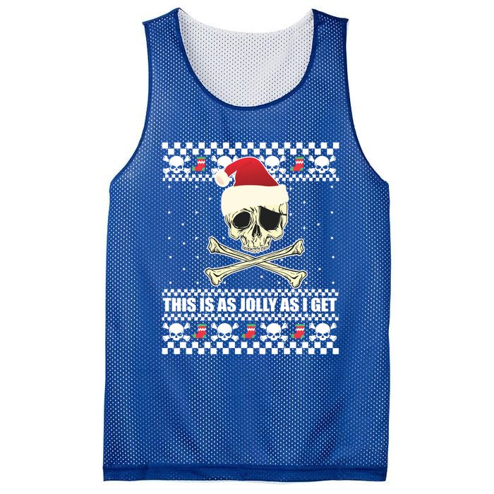 This Is As Jolly As I Get Skull Roger Santa Ugly Xmas Meme Gift Mesh Reversible Basketball Jersey Tank