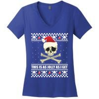 This Is As Jolly As I Get Skull Roger Santa Ugly Xmas Meme Gift Women's V-Neck T-Shirt