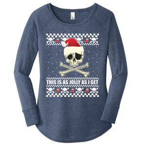 This Is As Jolly As I Get Skull Roger Santa Ugly Xmas Meme Gift Women's Perfect Tri Tunic Long Sleeve Shirt