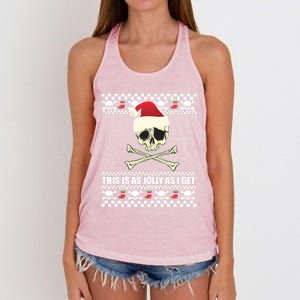 This Is As Jolly As I Get Skull Roger Santa Ugly Xmas Meme Gift Women's Knotted Racerback Tank