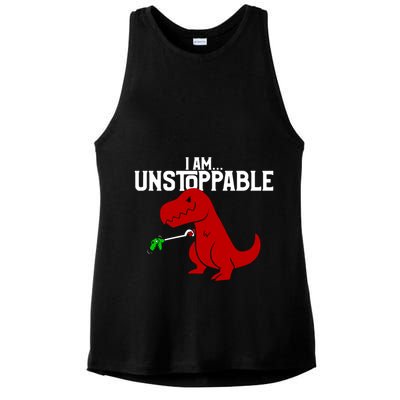 Trex I Am Unstoppable Dinosaur Funny Ladies PosiCharge Tri-Blend Wicking Tank