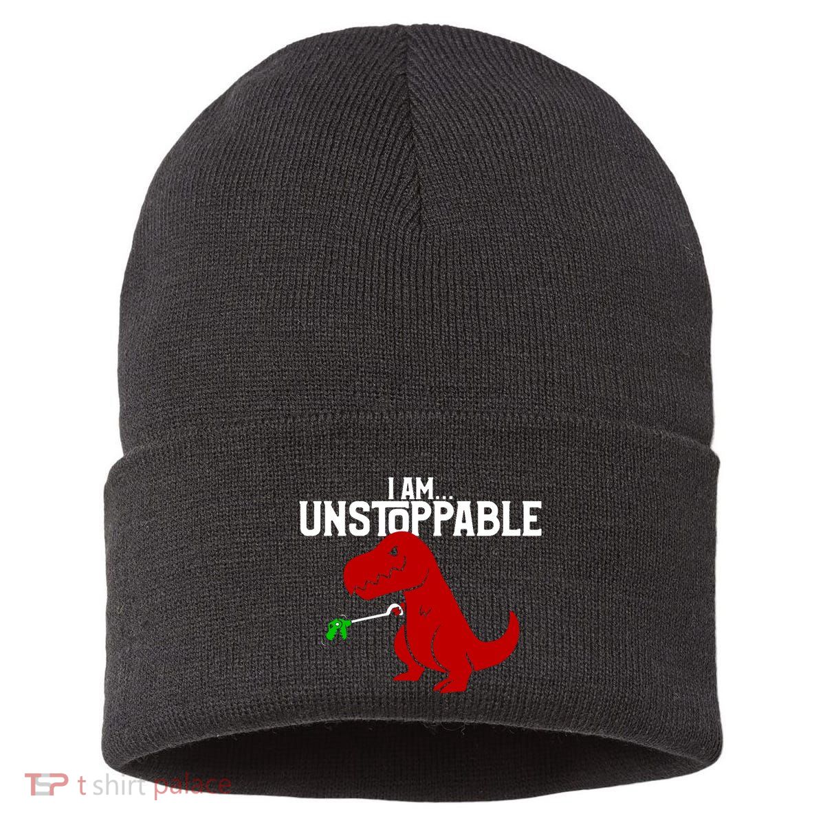 Trex I Am Unstoppable Dinosaur Funny Sustainable Knit Beanie