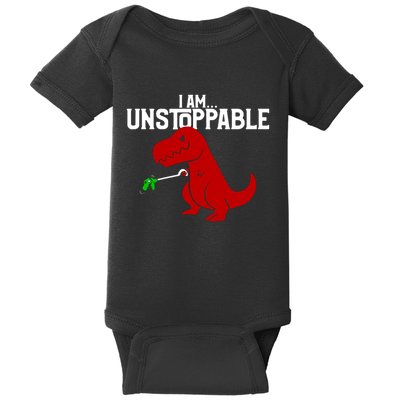 Trex I Am Unstoppable Dinosaur Funny Baby Bodysuit