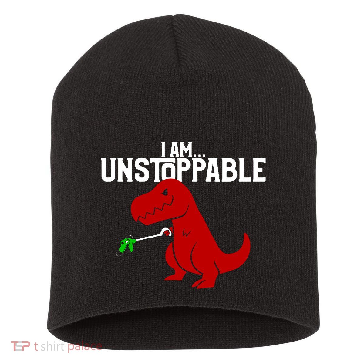 Trex I Am Unstoppable Dinosaur Funny Short Acrylic Beanie