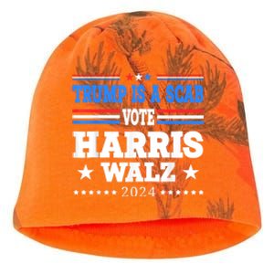 Trump Is A Scab Vote Kamala Harris Funny Kati - Camo Knit Beanie