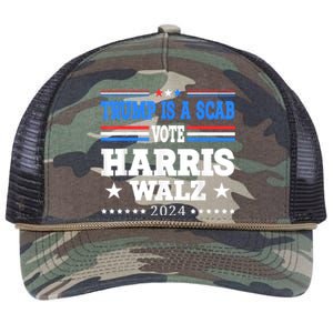 Trump Is A Scab Vote Kamala Harris Funny Retro Rope Trucker Hat Cap