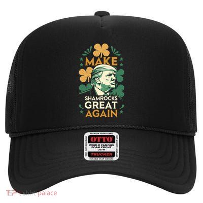 Trump Irish American Make St Patrick’S Day Great Again Gift High Crown Mesh Back Trucker Hat