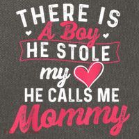 There Is A He Stole My Heart He Calls Me Mommy Mother Cotton Canvas Backpack
