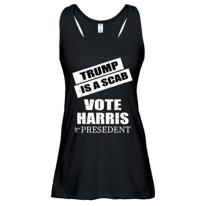 Trump Is A Scab Vote Kamala Harris 2024 Ladies Essential Flowy Tank