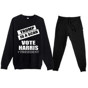 Trump Is A Scab Vote Kamala Harris 2024 Premium Crewneck Sweatsuit Set