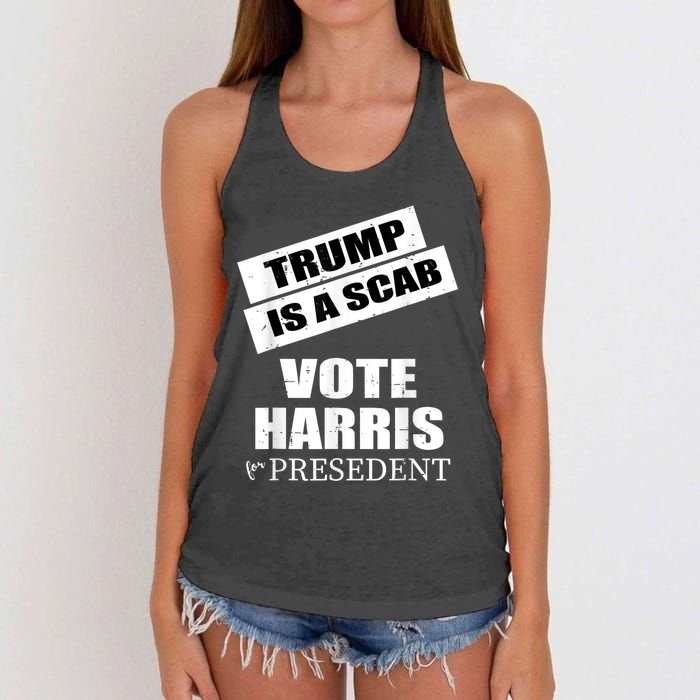 Trump Is A Scab Vote Kamala Harris 2024 Women's Knotted Racerback Tank