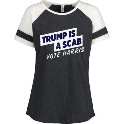 Trump Is A Scab Vote Harris 2024 Enza Ladies Jersey Colorblock Tee