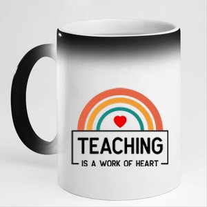 Teaching Is A Work Of Heart Rainbow 11oz Black Color Changing Mug