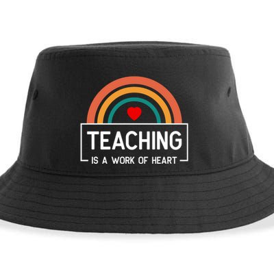 Teaching Is A Work Of Heart Rainbow Sustainable Bucket Hat