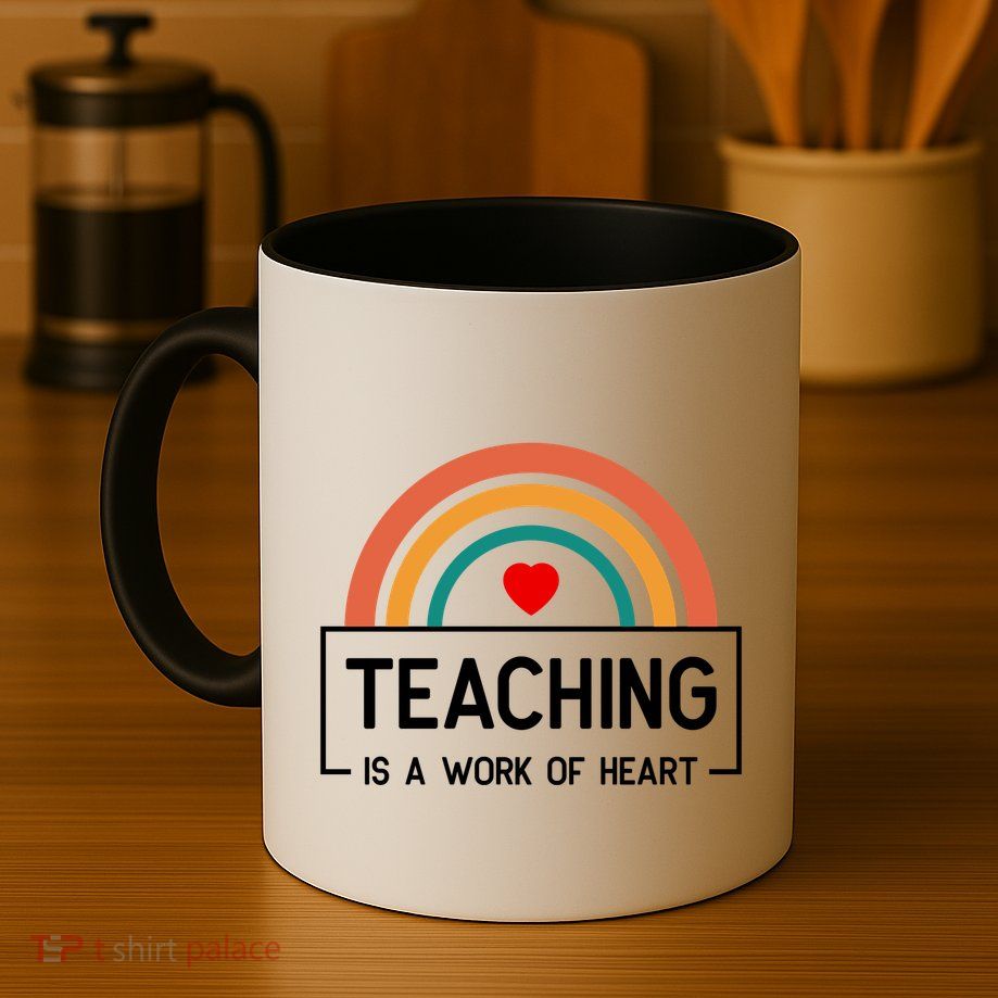 Teaching Is A Work Of Heart Rainbow Mug