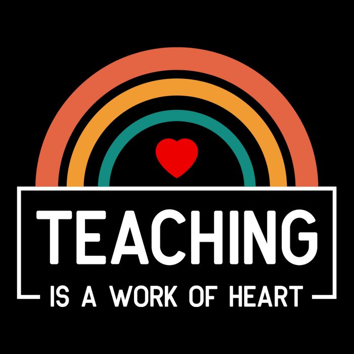 Teaching Is A Work Of Heart Rainbow Drawstring Bag