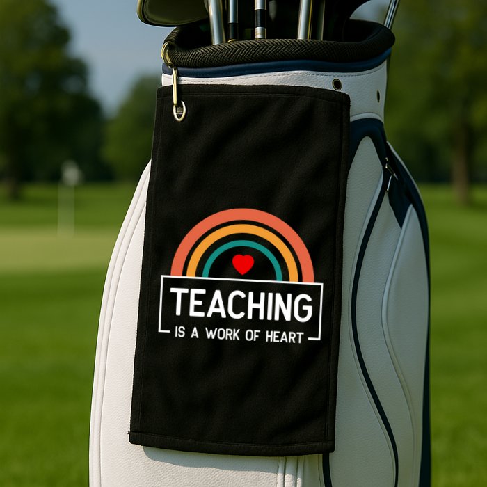 Teaching Is A Work Of Heart Rainbow Golf Towel