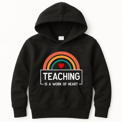 Teaching Is A Work Of Heart Rainbow Kids Hoodie