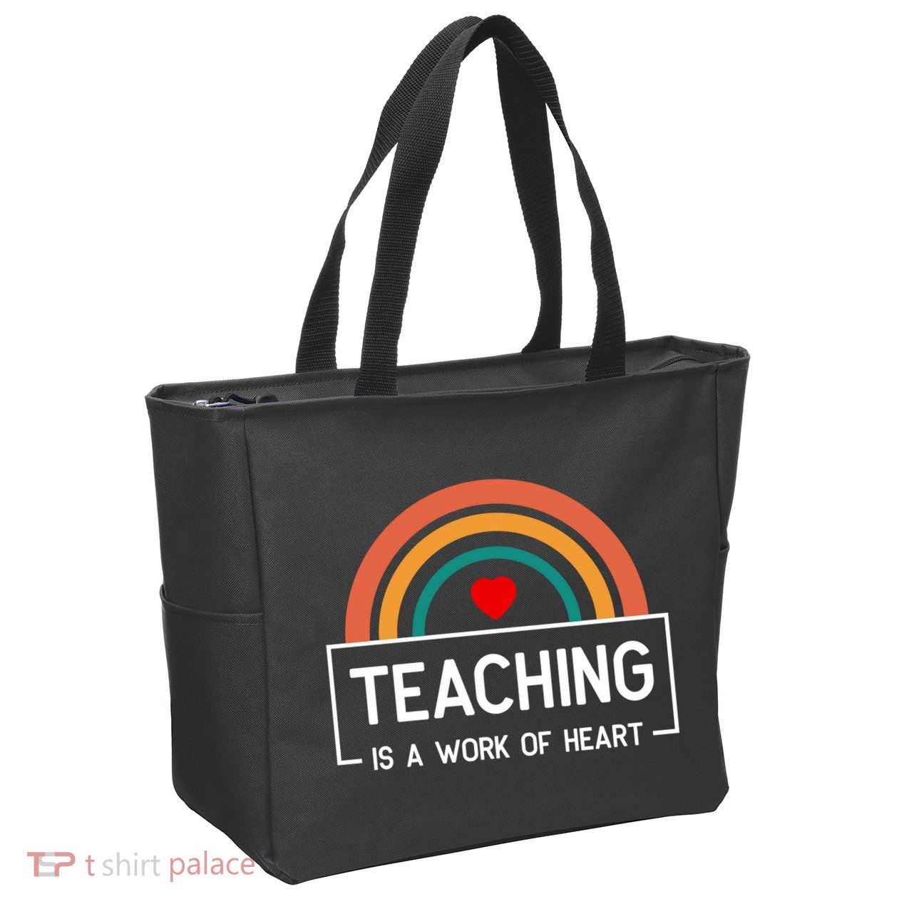 Teaching Is A Work Of Heart Rainbow Zip Tote Bag