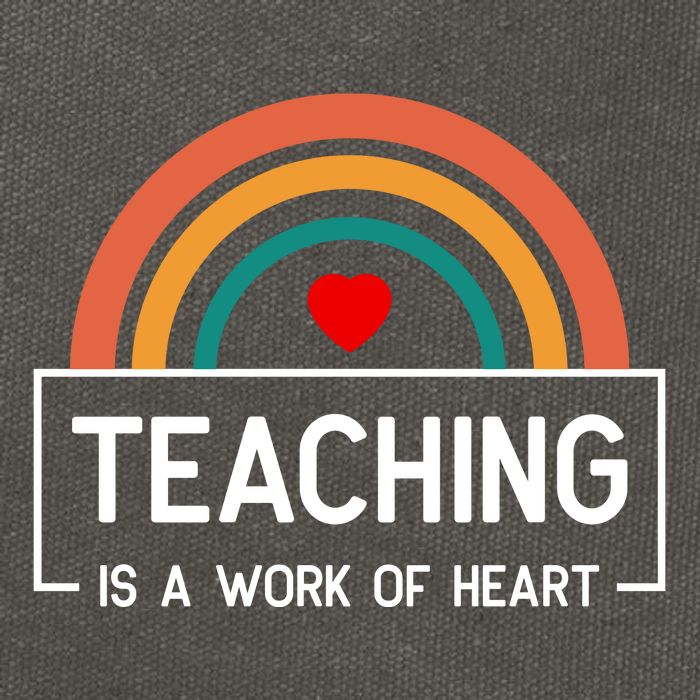 Teaching Is A Work Of Heart Rainbow Cotton Canvas Backpack