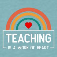 Teaching Is A Work Of Heart Rainbow Sueded Cloud Jersey T-Shirt