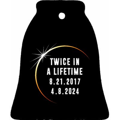 Twice In a Lifetime Total Solar Eclipse 2024 Ceramic Bell Ornament