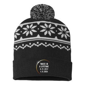 Twice In a Lifetime Total Solar Eclipse 2024 USA-Made Snowflake Beanie