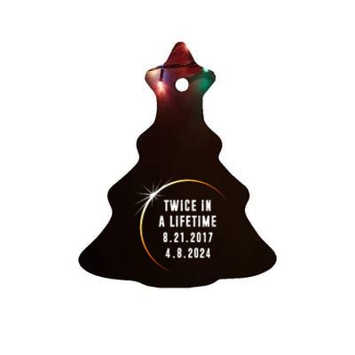 Twice In a Lifetime Total Solar Eclipse 2024 Ceramic Tree Ornament