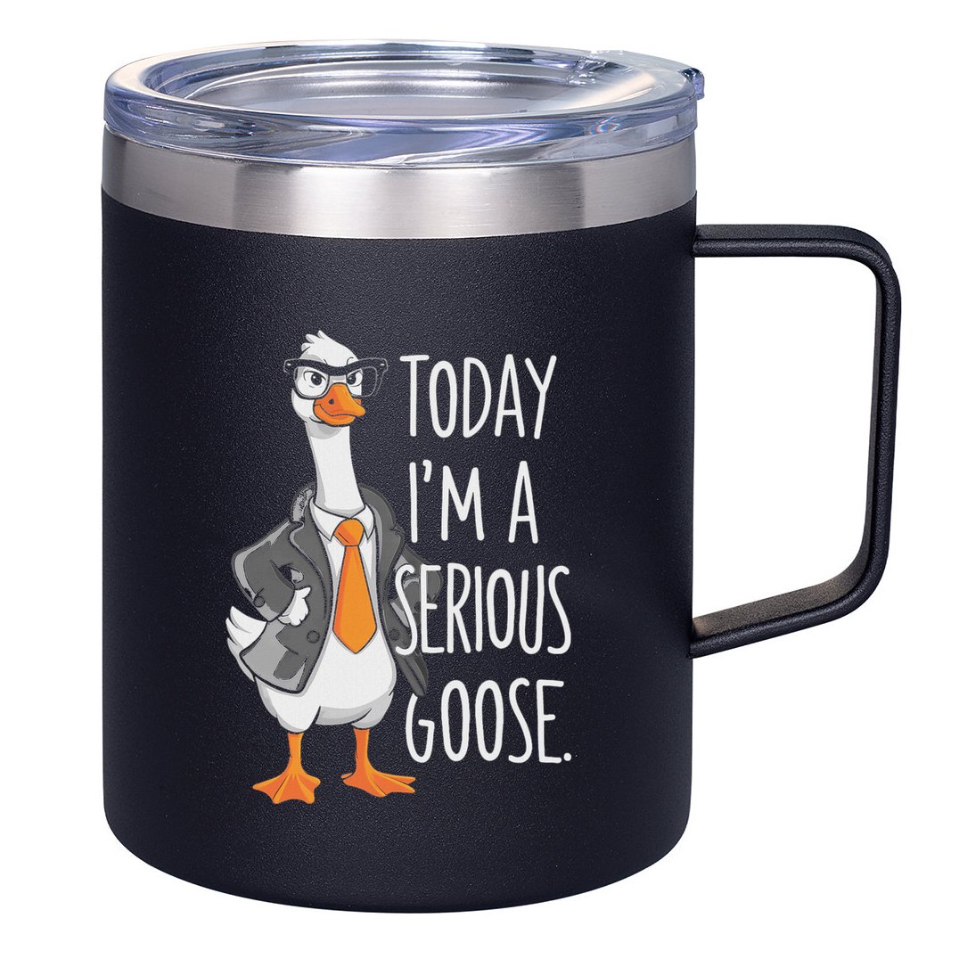 Today IM A Serious Goose Wear Glasses Vest 12oz Stainless Steel Coffee Mug