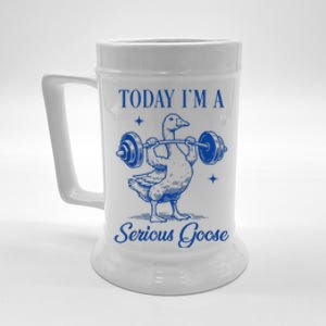 Today IM A Serious Goose Funny Lifting Weights Gym Fitness Beer Stein