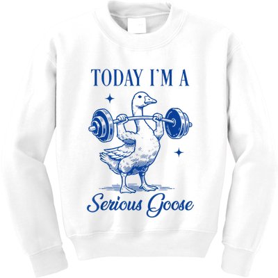 Today IM A Serious Goose Funny Lifting Weights Gym Fitness Kids Sweatshirt