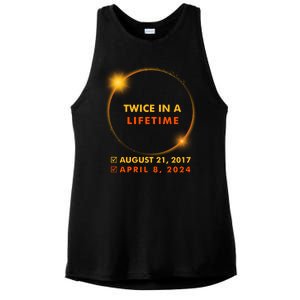 Twice In A Lifetime Solar Eclipse August 21 2017 April 8 2024 Ladies PosiCharge Tri-Blend Wicking Tank