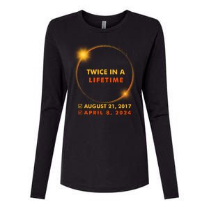 Twice In A Lifetime Solar Eclipse August 21 2017 April 8 2024 Womens Cotton Relaxed Long Sleeve T-Shirt